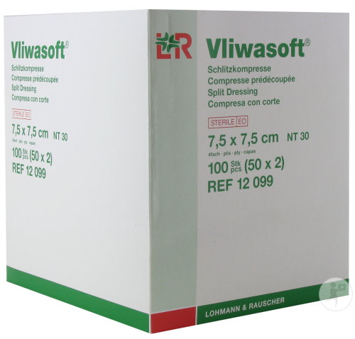 Lohmann & Rauscher Vliwasoft Compresse Fendue 7,5x7,5cm 2x50 Pièces (12099)