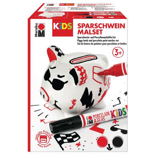 Marabu KiDS Porcelain & Glas Sparschwein-Malset