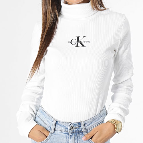 Tee Shirt Col Roulé Manches Longues Femme 2024 Beige Clair