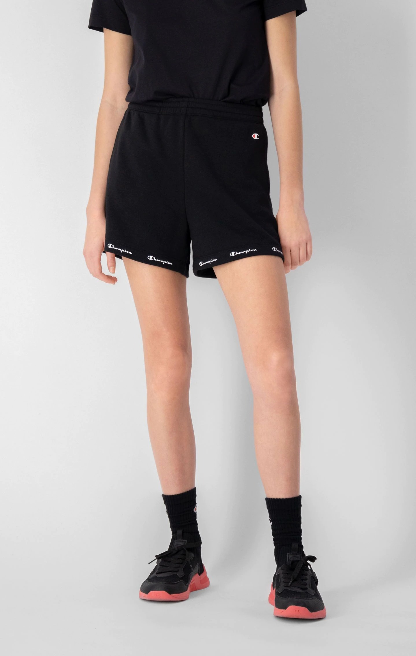 High Waisted French Terry Shorts Dame Black Beauty