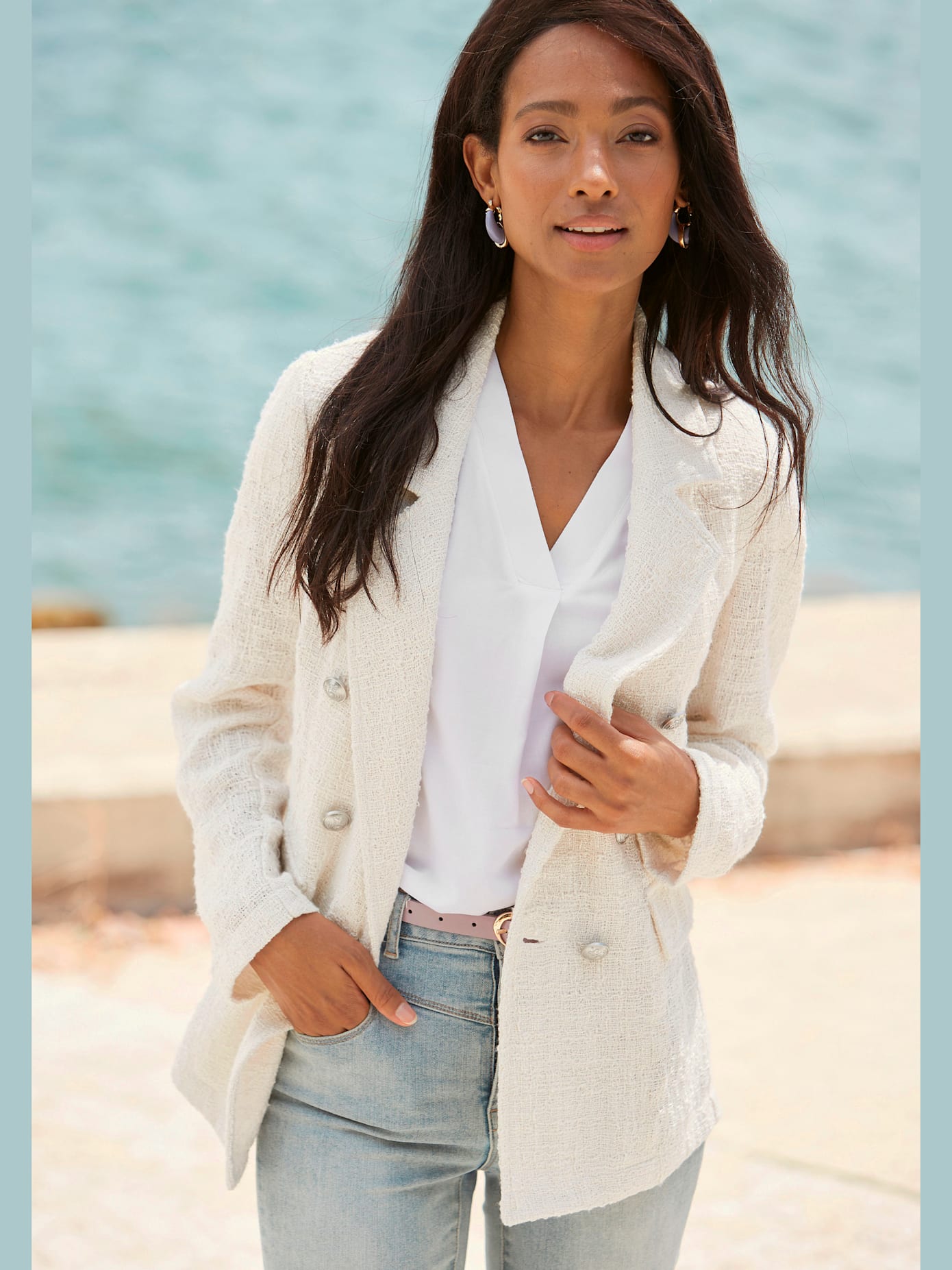 Blazer court col à revers tendance