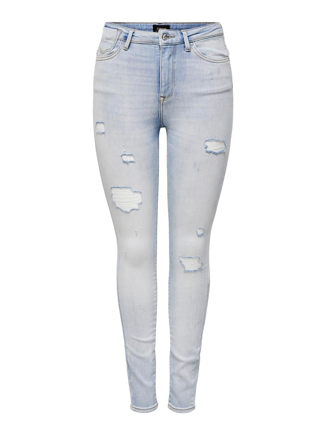 ONLFOREVER Hohe Taille Skinny Fit Jeans Light Blue Bleached Denim