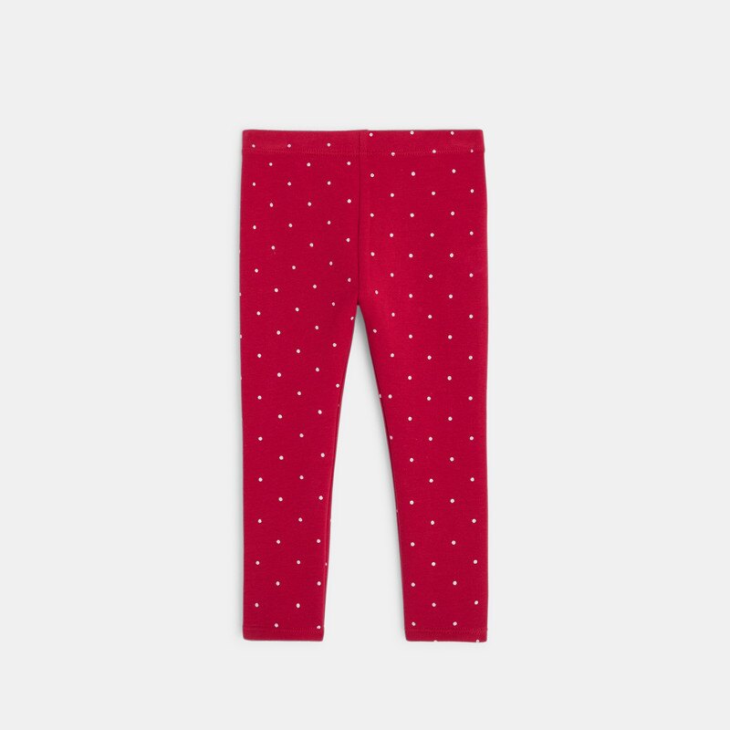 Legging molleton bio imprimé pois rose bébé fille Rose