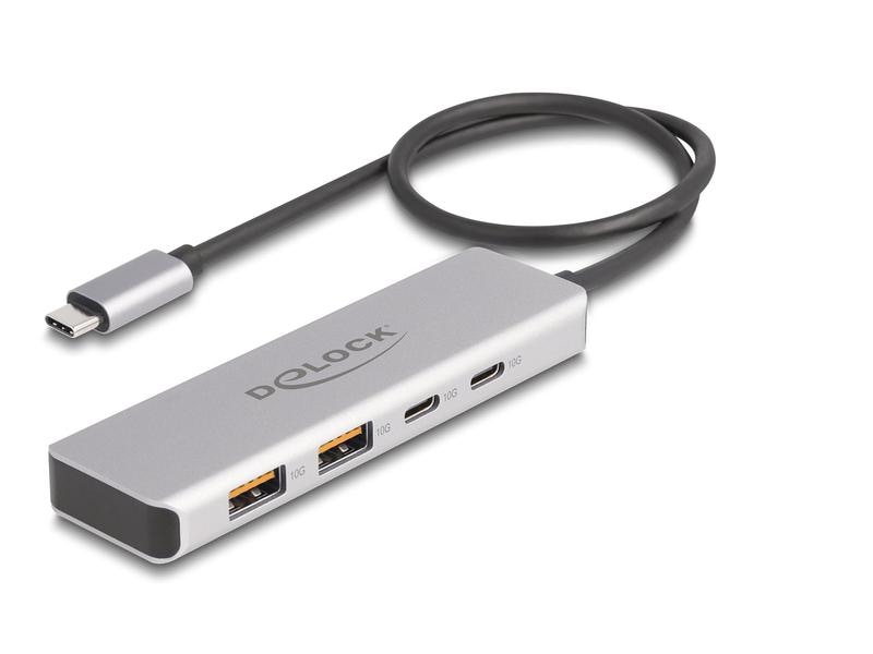 Delock USB-Hub 10 Gbps 2 x USB Typ-A und 2 x USB Type-C Delock USB 10 Gbps USB Type-C Hub mit 2 x USB Typ-A und 2 x USB Type-C mit 35 cm Anschlusskabel
