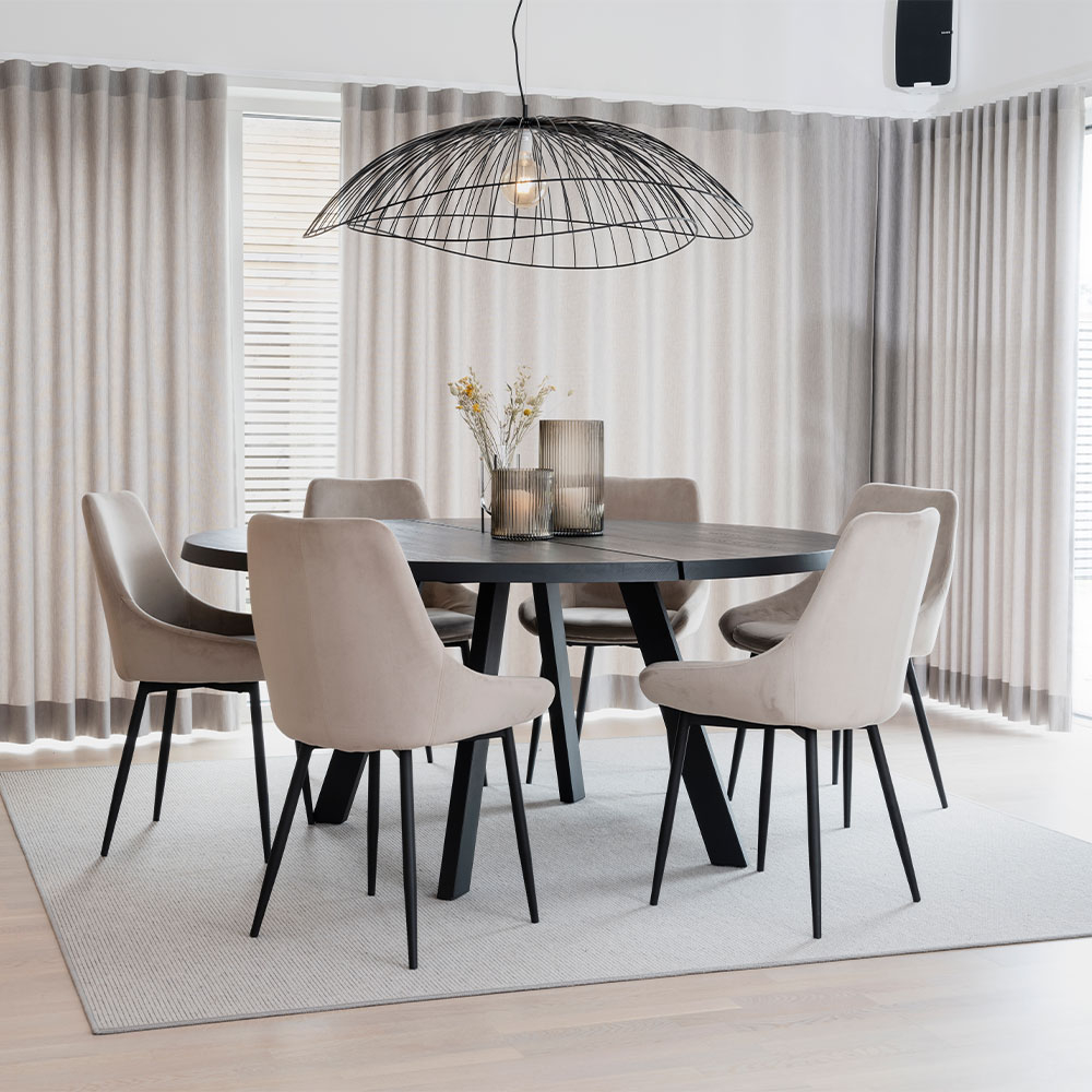 Eettafel Fred rond zwart Whitewash