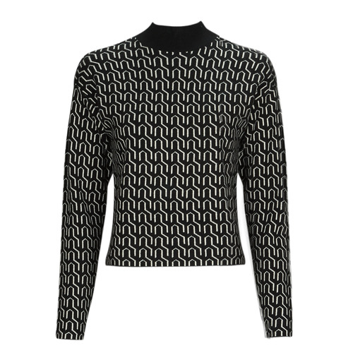 Vero Moda - VMGOLDNEEDLE ART LS HIGHNK PULL LCS - Noir