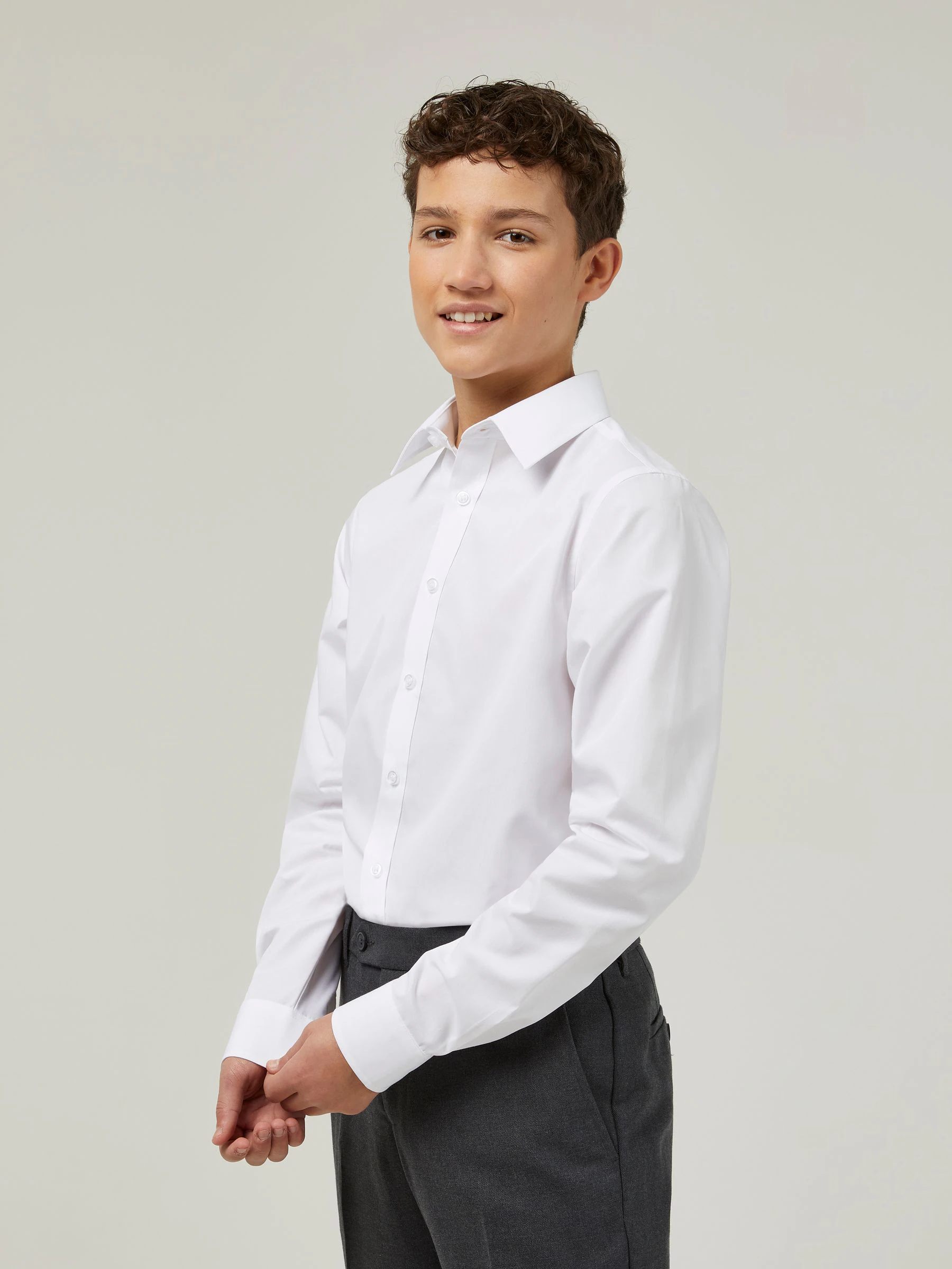 Trutex - Verpakking van 3 witte schooloverhemden met lange mouwen en regular fit