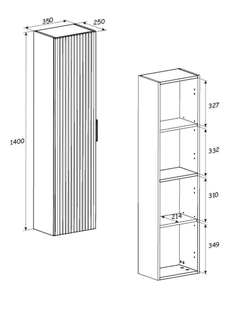 Comad Adele Oak FSC kolomkast 35x25x140cm eiken