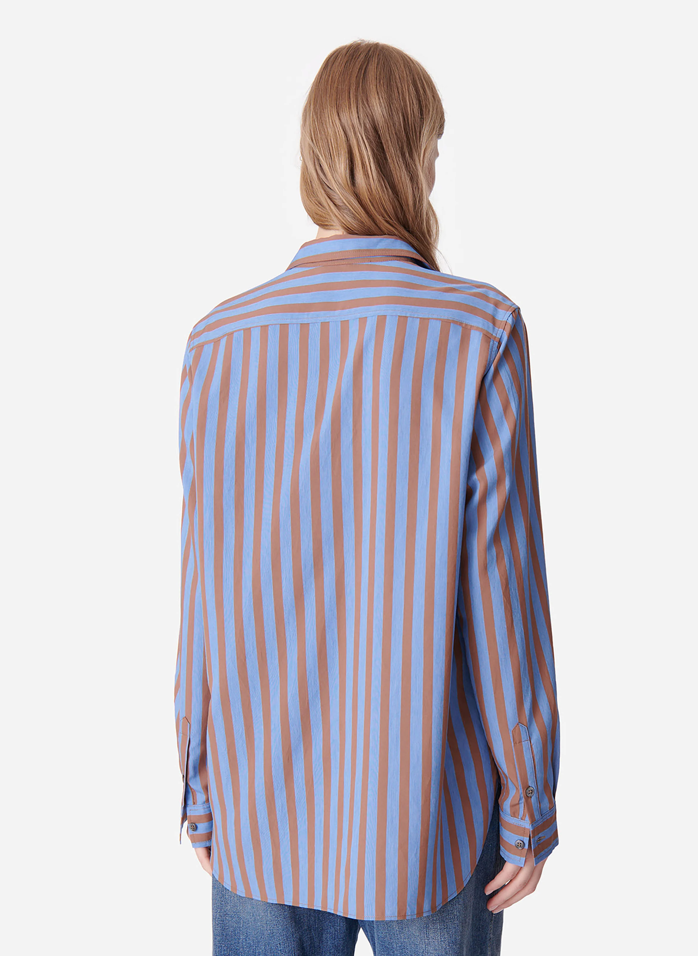 DANN - Chemise col classique ample à rayures | Bleu
