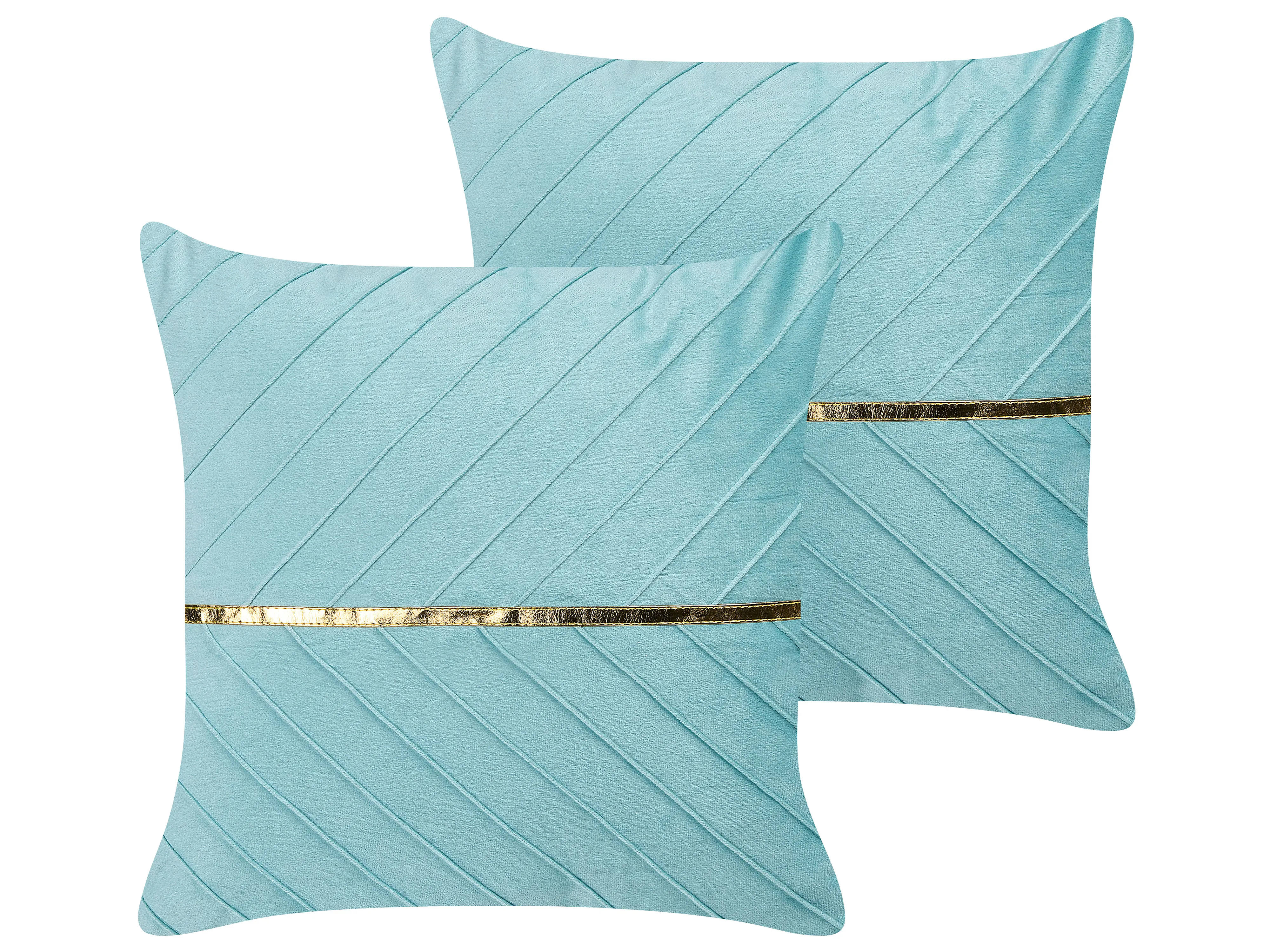 Set van 2 sierkussens CONEFLOWER 45 x 45 cm Lichtblauw gestreept