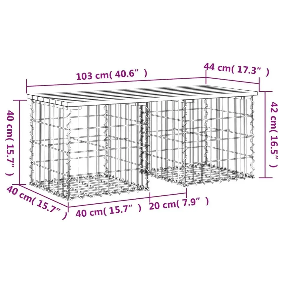 vidaXL - Tuinbank schanskorfontwerp - Massief grenenhout - 103x44x42 cm