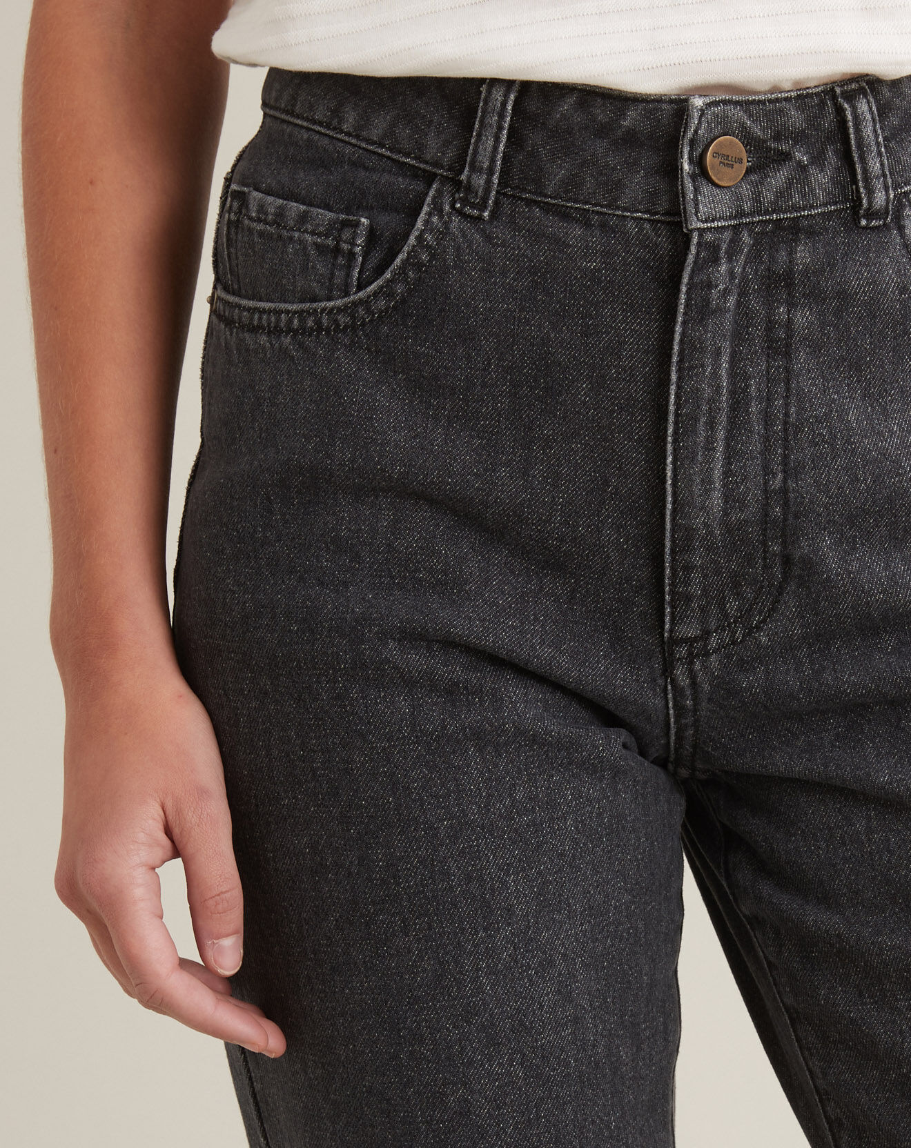 Cyrillus Jean cigarette 100% Coton Bio gris délavé