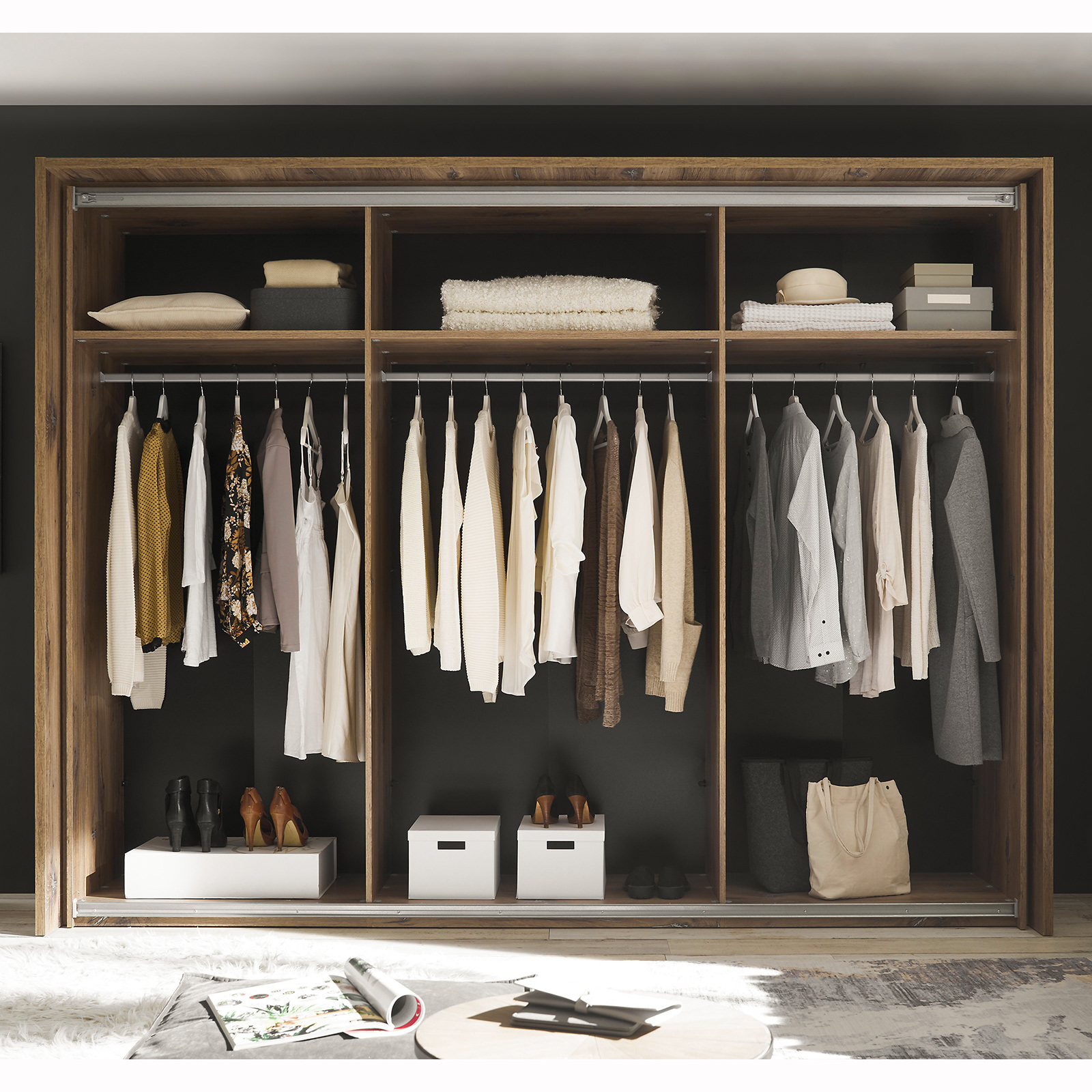 Schwebetürenschrank - Flagstaff Eiche dunkel - Matera- 270 cm