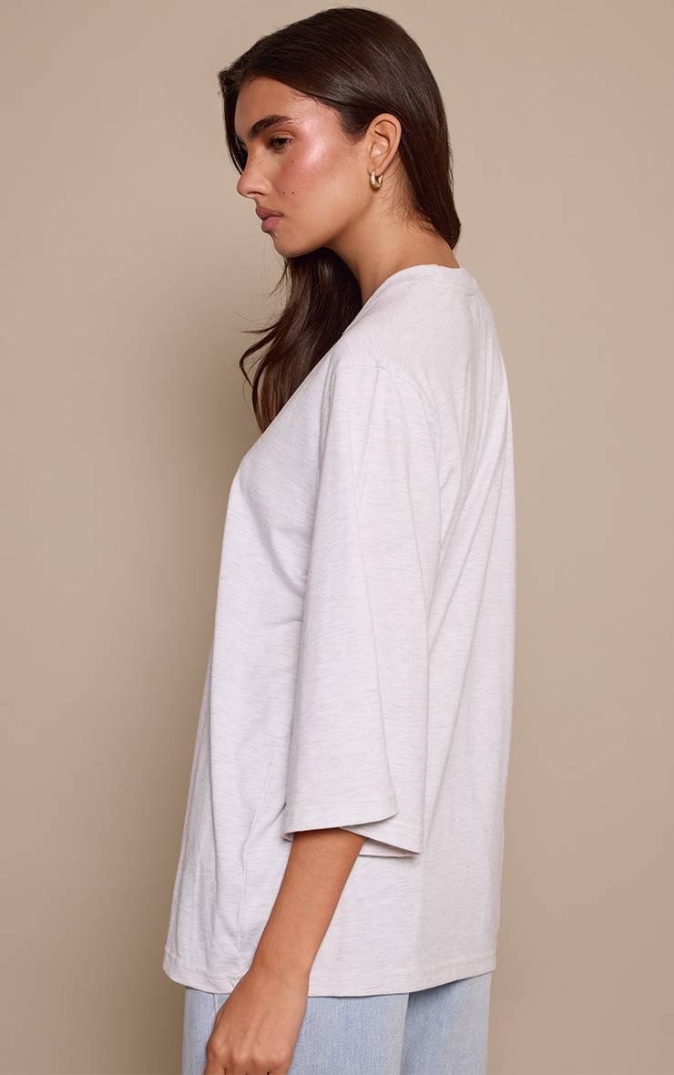 Gris Chiné T-shirt En Coton Oversize À Manches Évasées