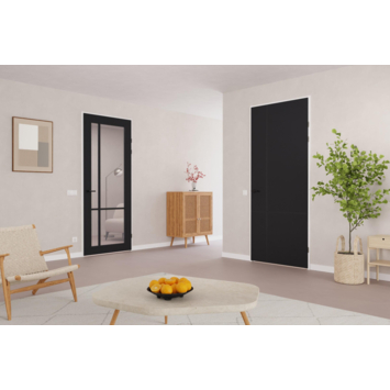 Arne & Bodil binnendeur ABD521 rook glas - wit afgelakt - glaslat diep zwart