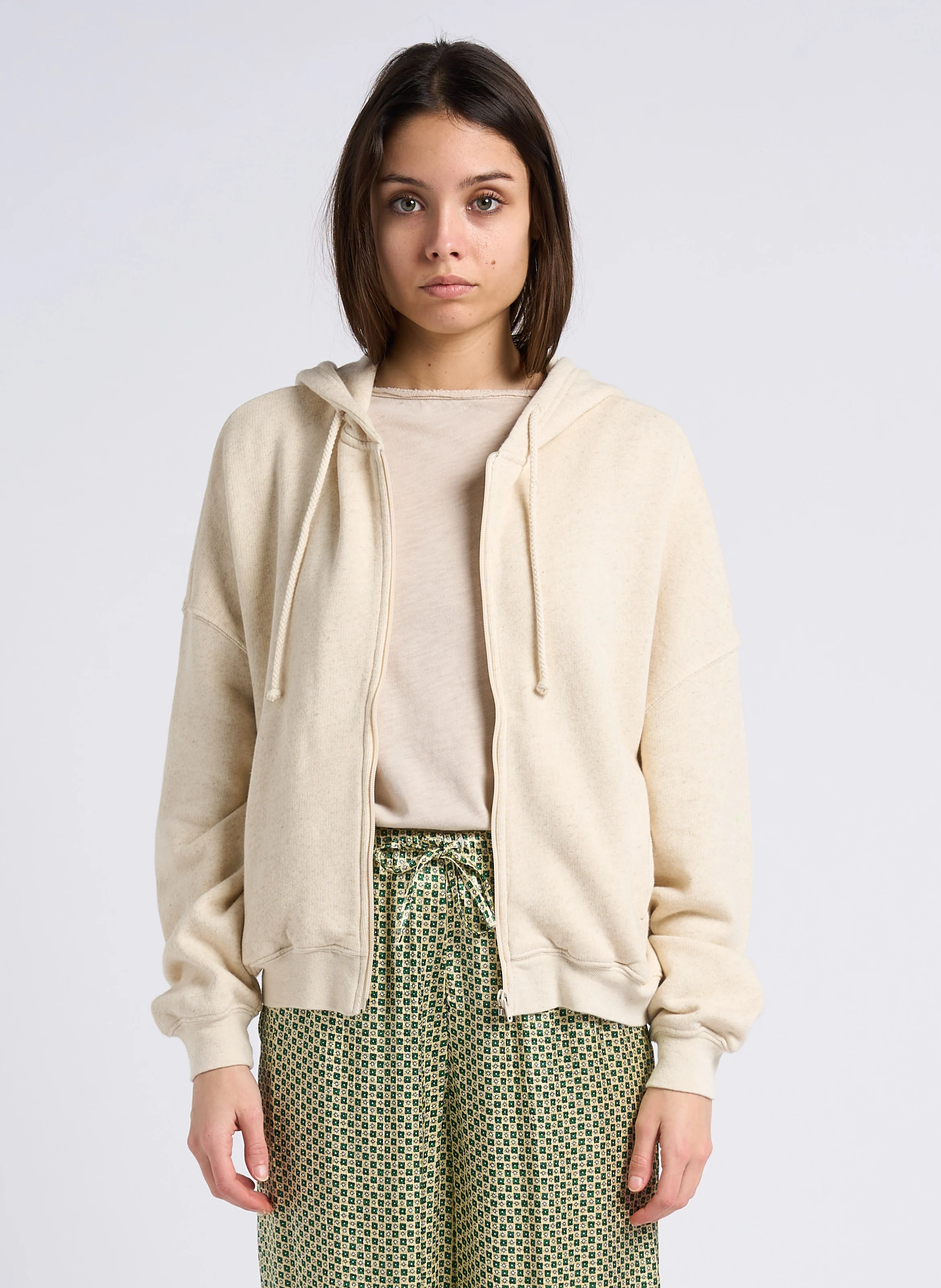 ITONAY - Sweat à capuche en coton bio et lin mélangé | Beige