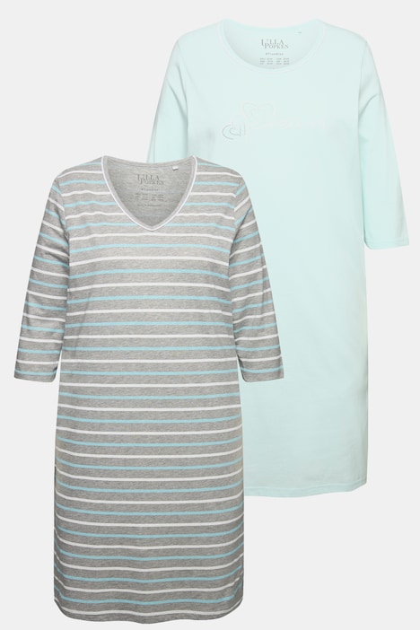 Bigshirts, 2er-Pack, V-Ausschnitt/ Rundhals, 3/4-Arm