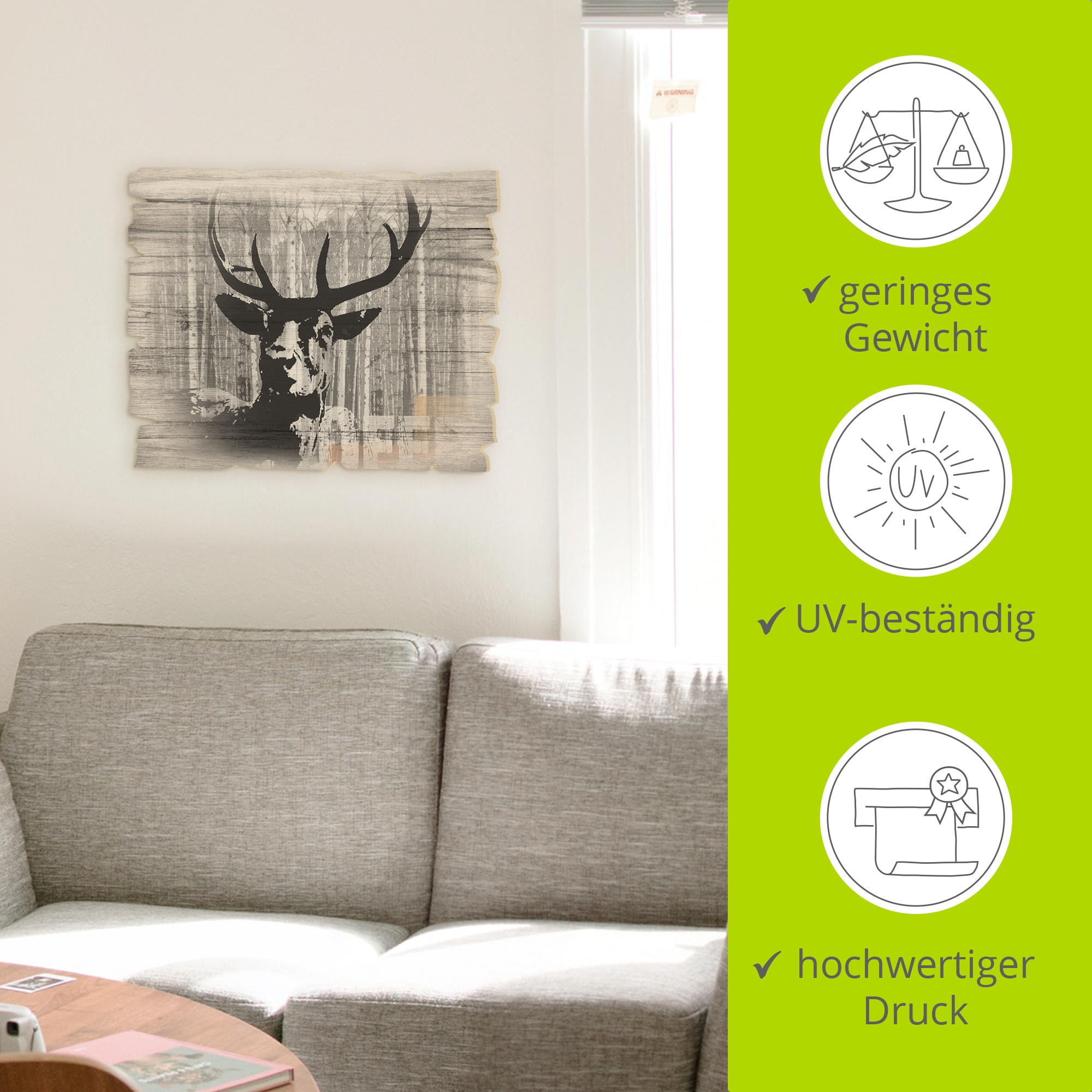 Artland Holzbild »Hirsch Collage« Wildtiere 1 Stk. tlg.