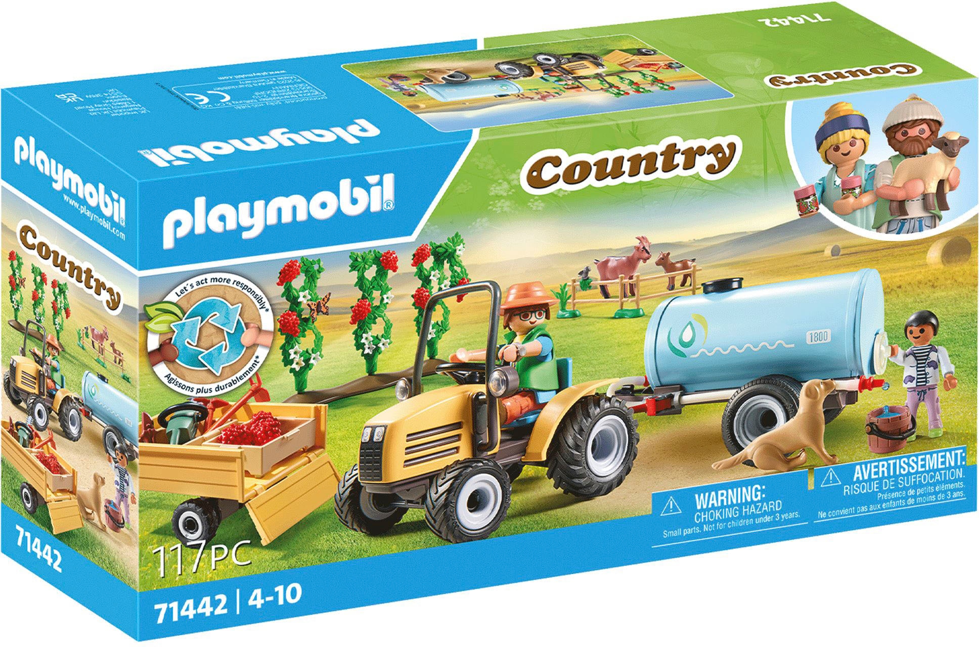 Playmobil® Konstruktions-Spielset »Traktor mit Anhänger und Wassertank (71442), Country« teilweise aus recyceltem Material; Made in Germany