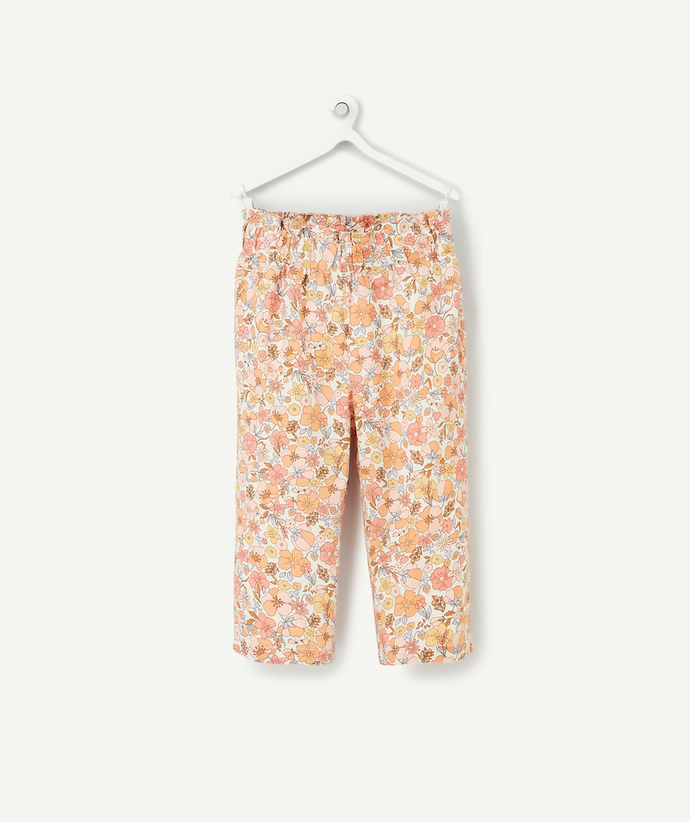 PANTALON FLUIDE BÉBÉ FILLE EN COTON AVEC IMPRIMÉ FLEURI