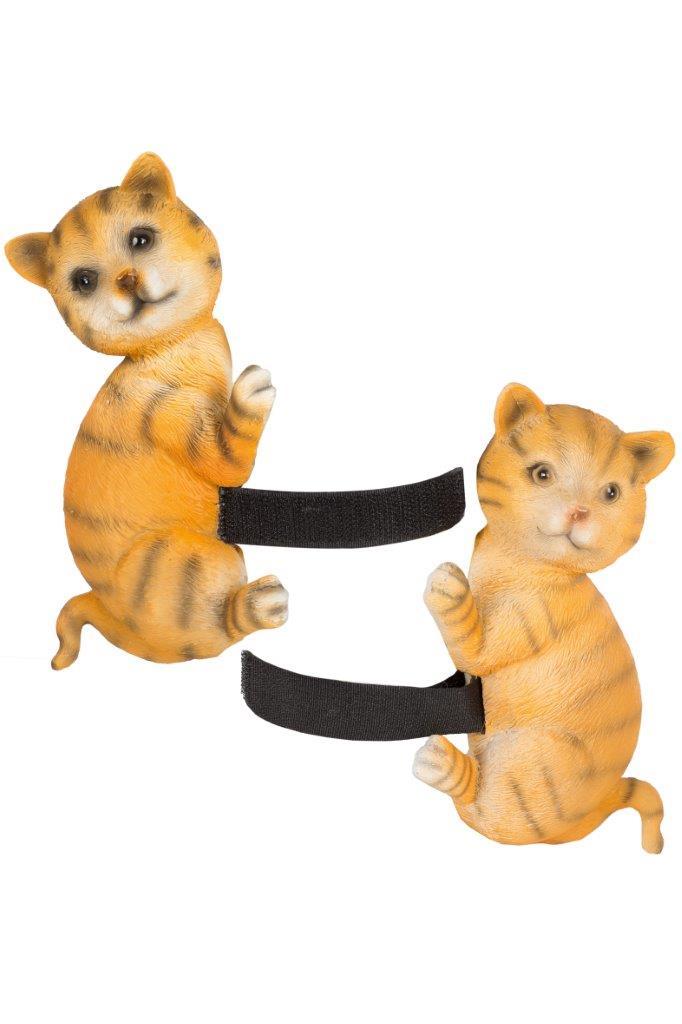 2er-Set Fallrohr-Kletterer KATZEN - braun - Polyresin