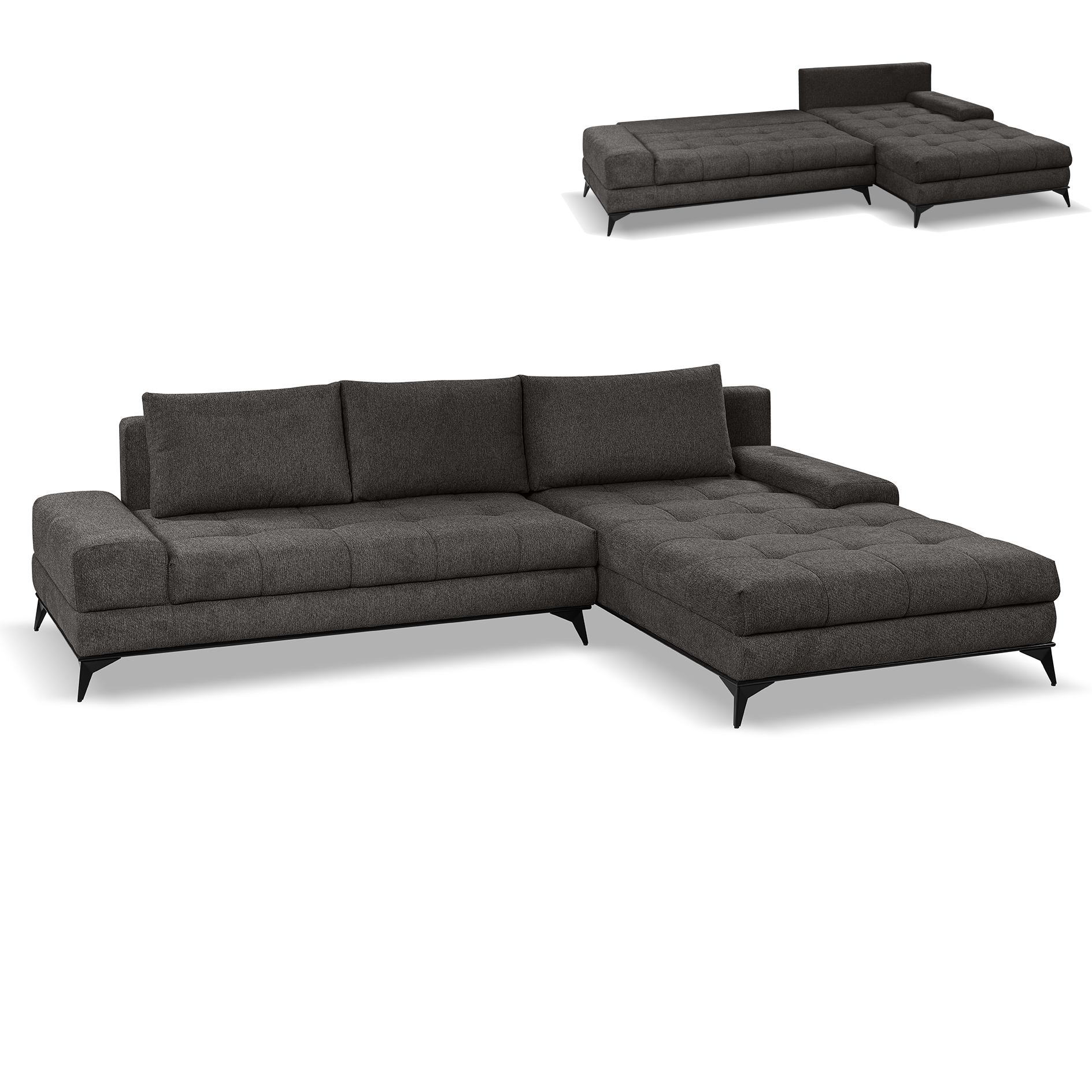 Ecksofa - elephant- Liegefunktion und Staukasten - Longchair rechts