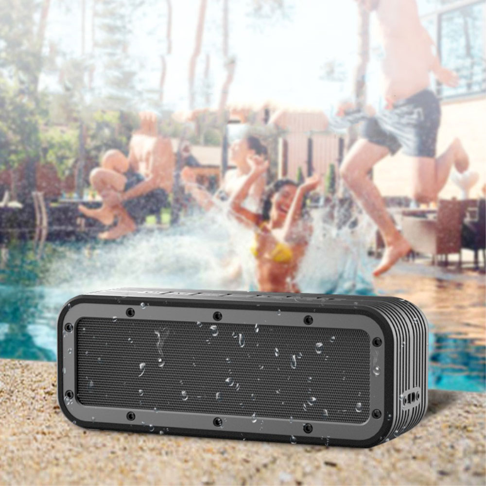 50W Bluetooth Lautsprecher Power Bass Subwoofer Spritzwasserfest (IPX7) Aux In / USB C / Micro SD Kartenslot   Handschlaufe - Schwarz