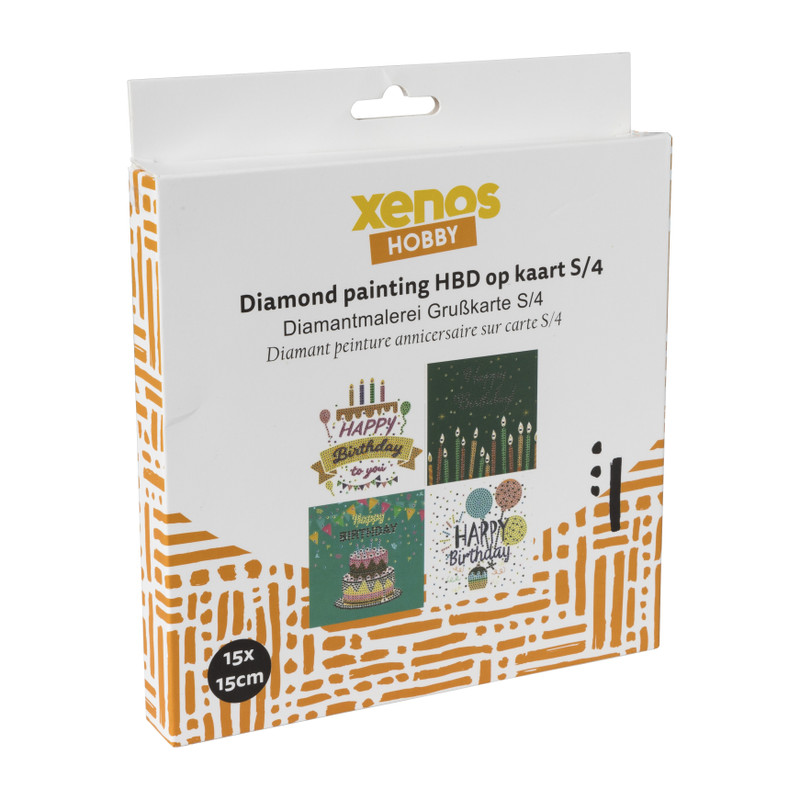 Diamond paint - verjaardagskaarten - set van 4