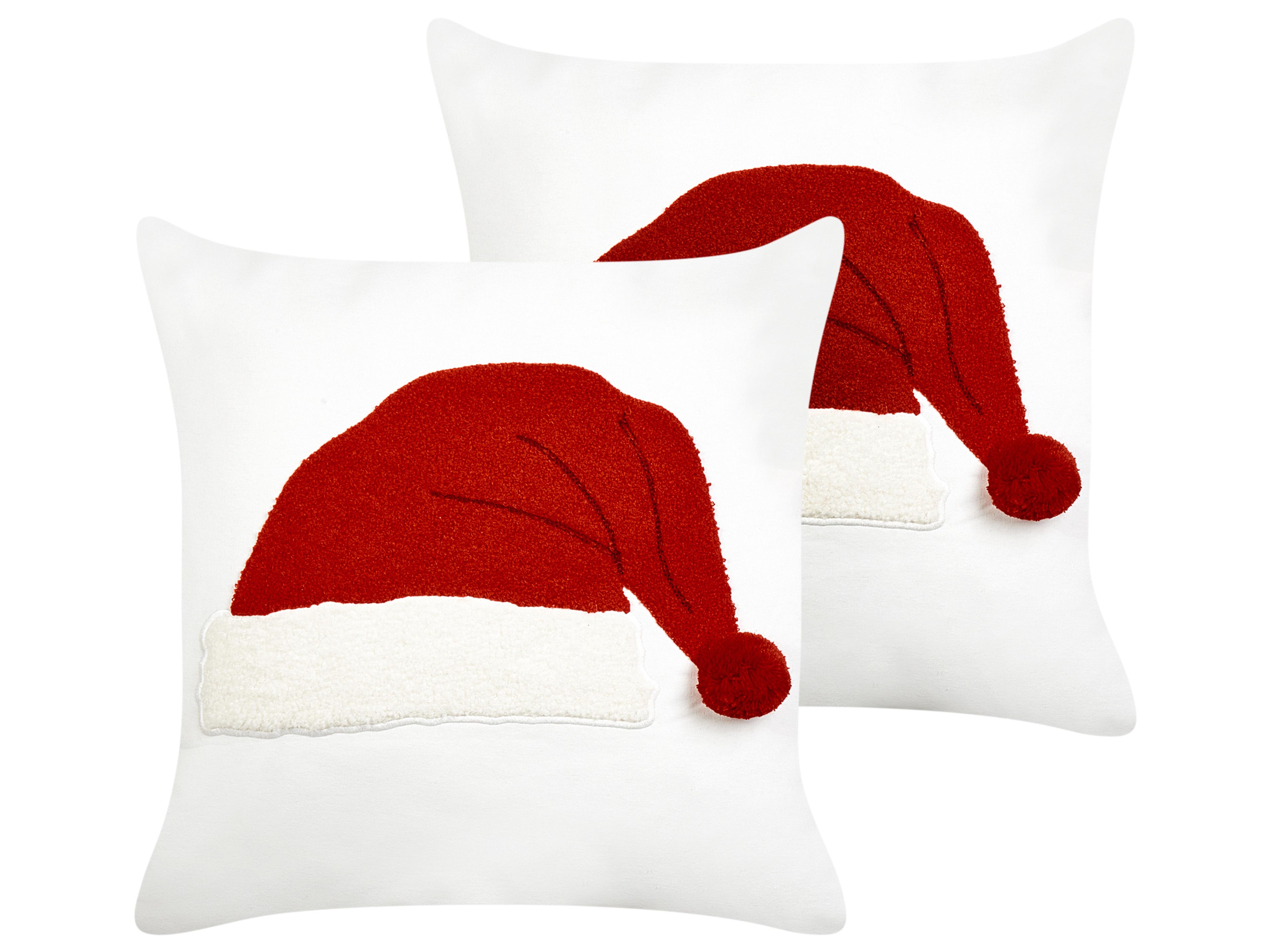 Set van 2 sierkussens PRETZEL Katoen 45 x 45 cm Wit kerstmotief