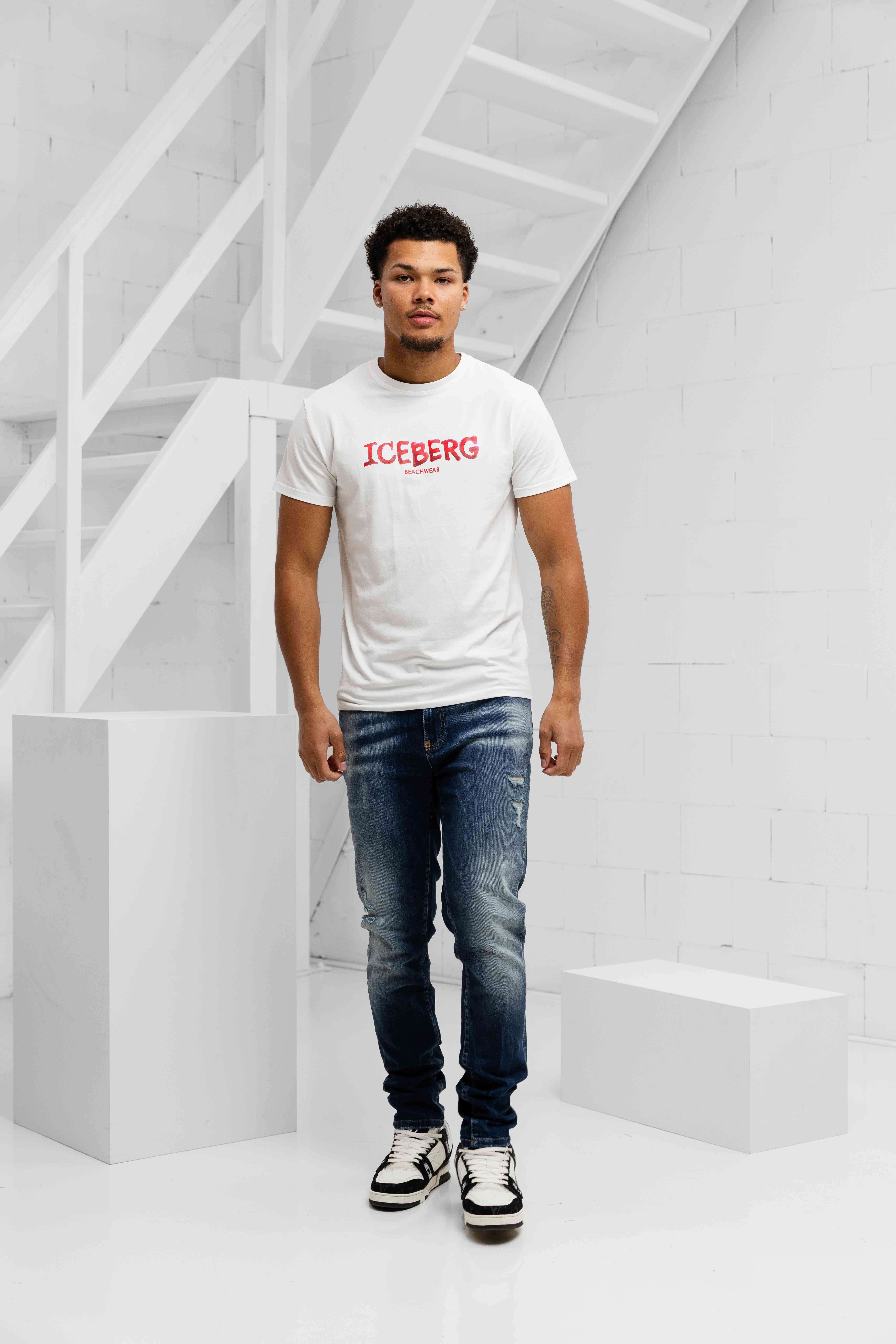 Iceberg Vertical T-Shirt Heren Wit