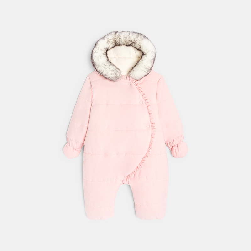 Combipilote doublée avec volants rose naissance