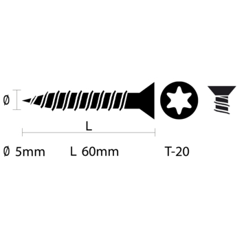 GAMMA steigerhoutschroef platkop torx 5.0x60 mm 70 stuks