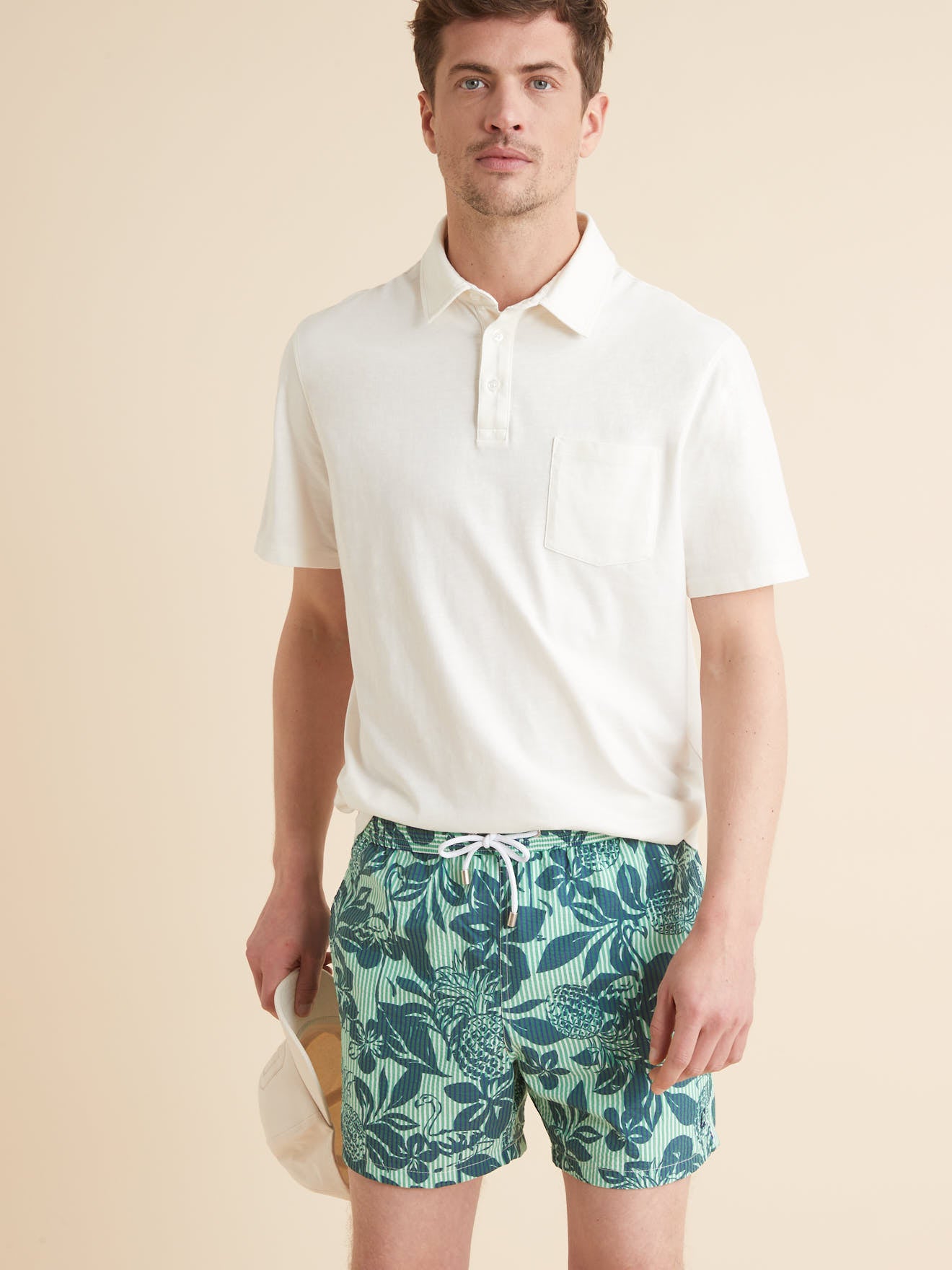 Short de bain imprimé fleuri homme
