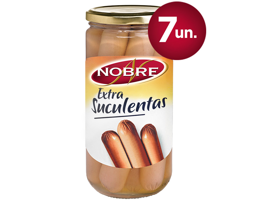 SALSICHAS PORCO NOBRE SUCULENTAS FRASCO7UN 650(350)G