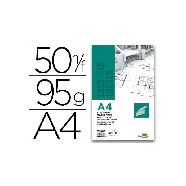 LiderPapel Bloco Papel 95g Vegetal A4 50 Fls