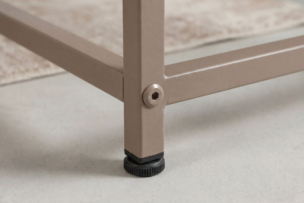 Moderner Couchtisch DURA STEEL 70cm greige Metall mit Ablagefach