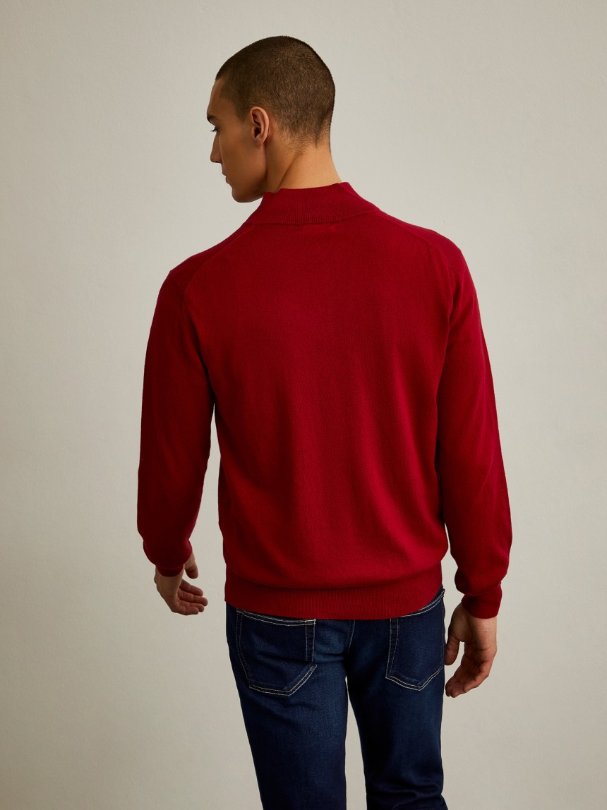 Camisola com fecho em algodão e caxemira