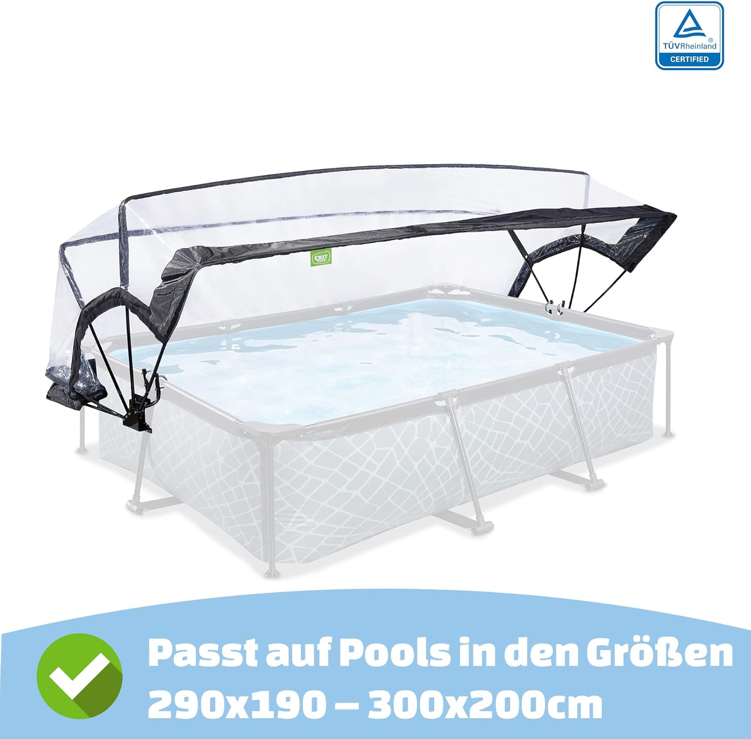 EXIT Toys Poolabdeckung 300x200cm - Universell für Rechteckige Pools - Hält Wasser Warm und Sauber - Einfache Montage - Robuste, Hochwertige Konstruktion - Geeignet für EXIT Pools und Andere Modelle
