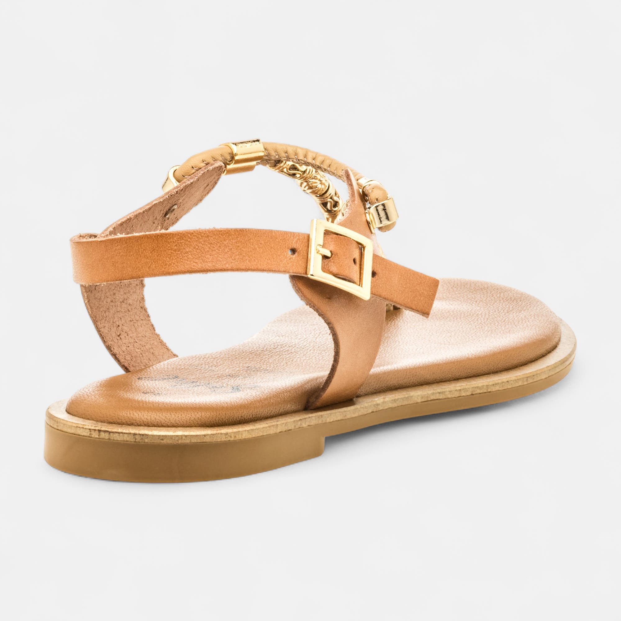 Nu-pieds Femme en cuir taupe