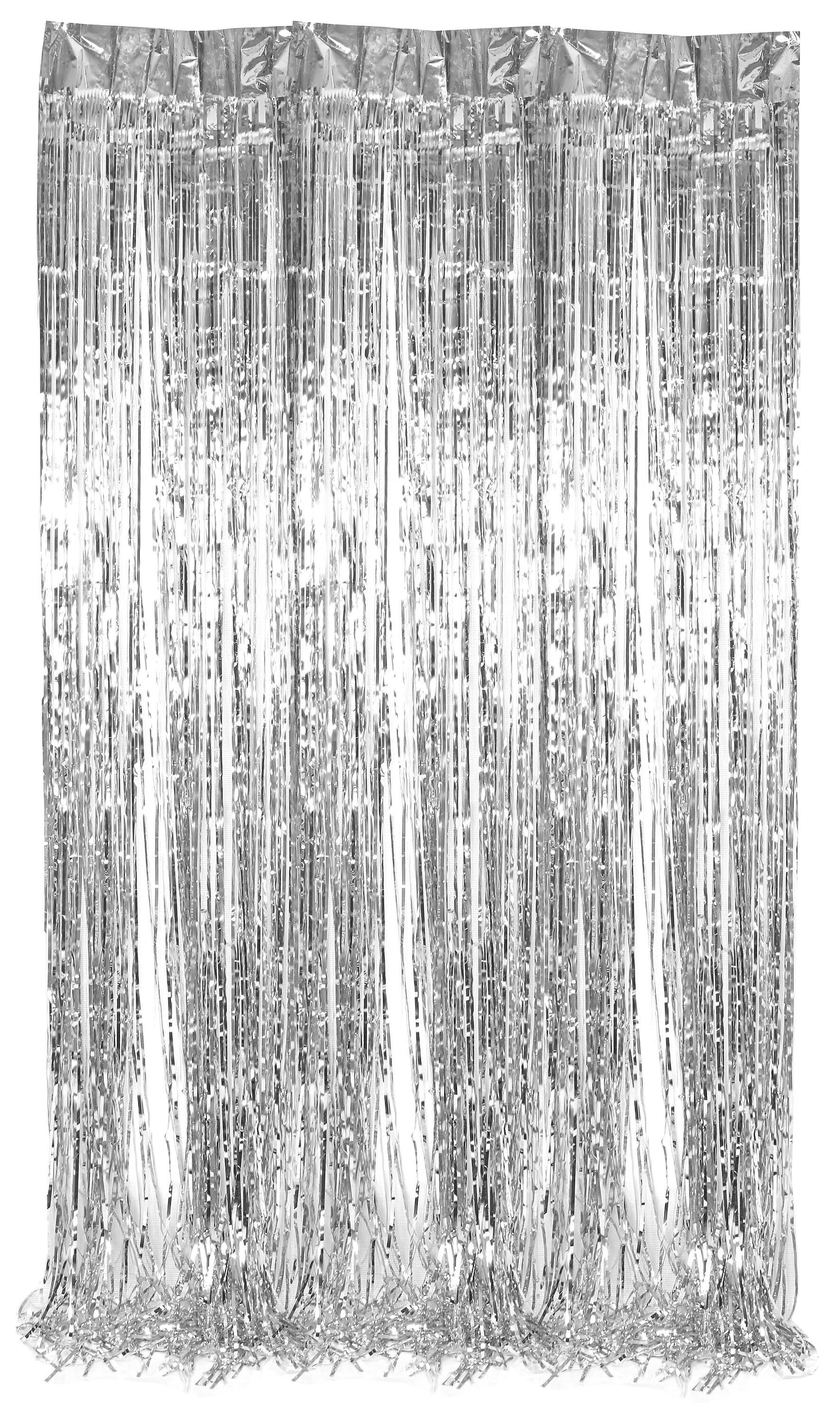 CINDY Lametta Vorhang - Silber / B: 90.0 cm x T: 2.4 m