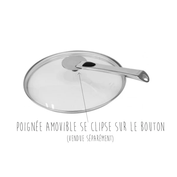 Couvercle verre Cristel Platine 18 cm Cristel