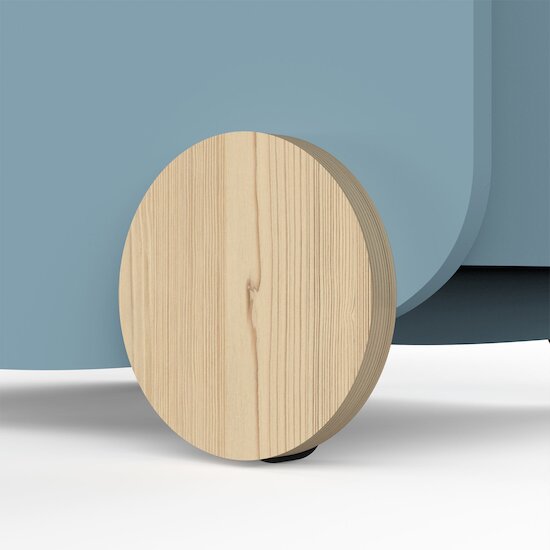 Firmiana Chariot de Rangement   Bleu Orage / Bois Naturel        de               CBA Meubles