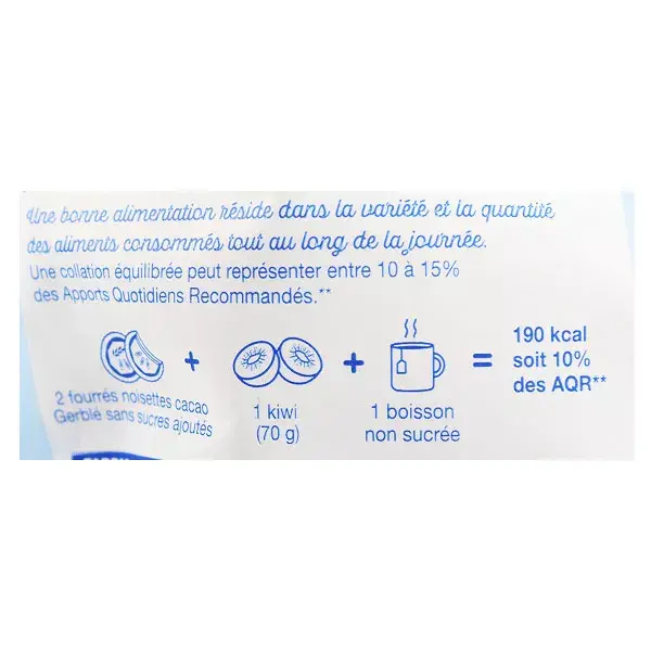 Biscoitos Gerblé recheados com avelã e cacau, sem adição de açúcar, 180g