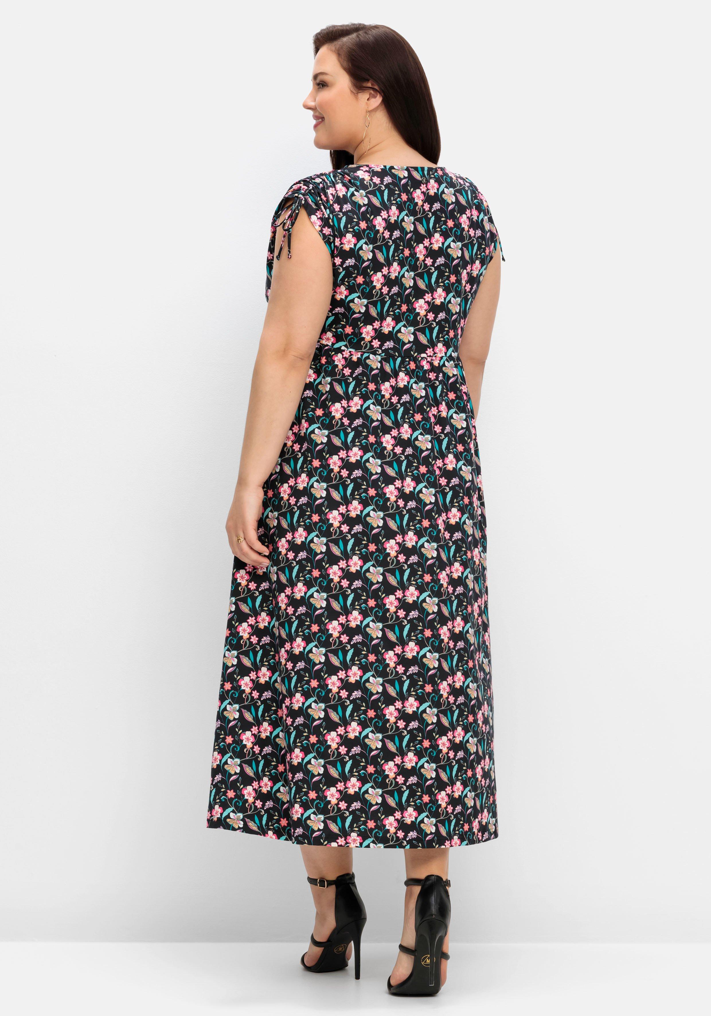 Jerseykleid mit Blumenprint und weitem Rock