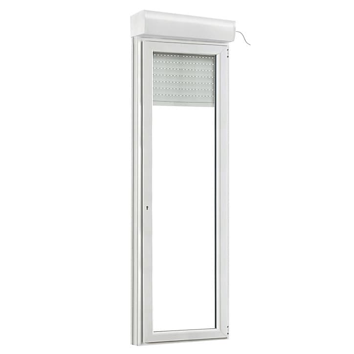 Porte fenêtre PVC 1 vantail tirant + volet roulant électrique GoodHome blanc - l.80 x h.215 cm, tirant droit