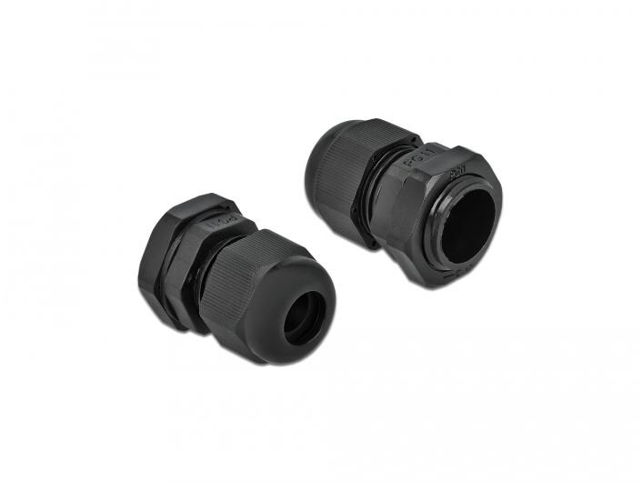 Delock Kabelverschraubung PG11, 19 mm 10 Stück, schwarz Delock Kabelverschraubung PG11 10 Stück schwarz