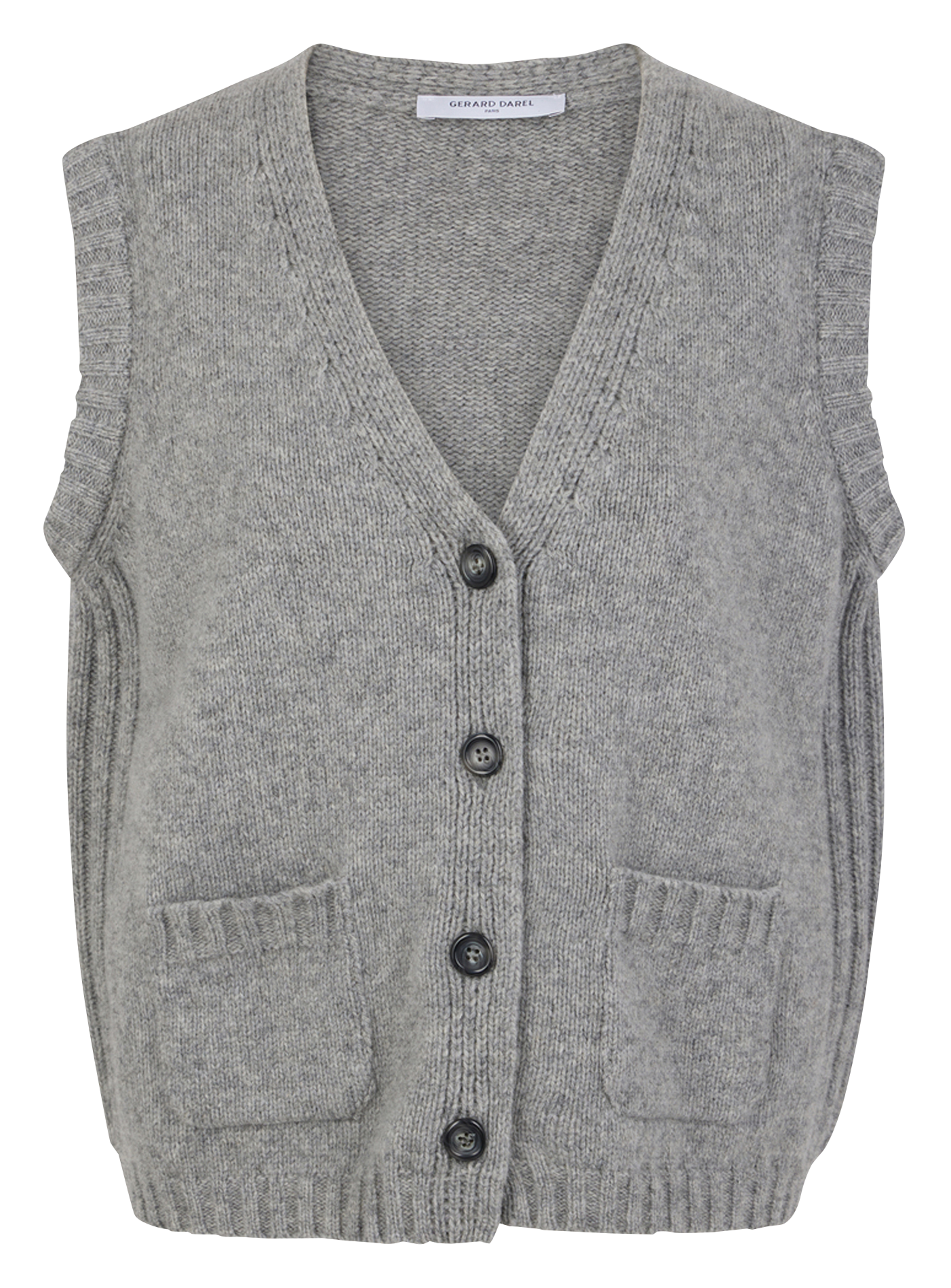 JOSSELYN - Gilet col V sans manches en laine mélangée | Gris