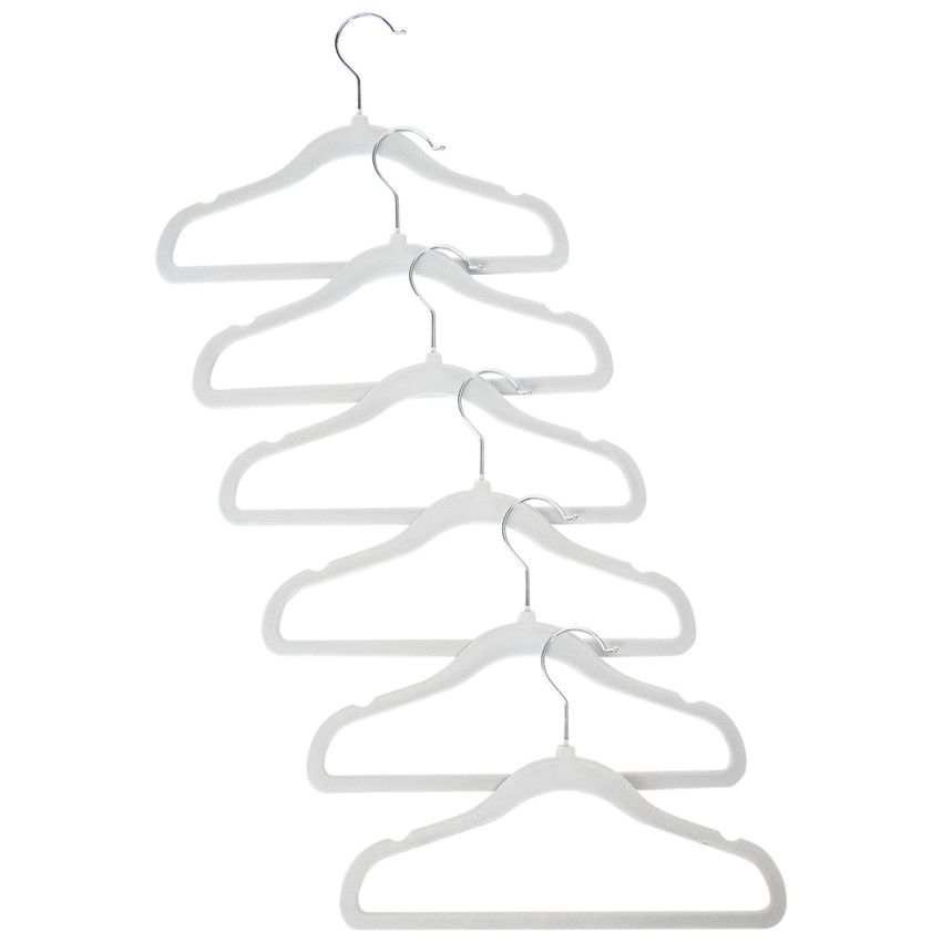 Lot de 6 cintres en velours gris - Ecru