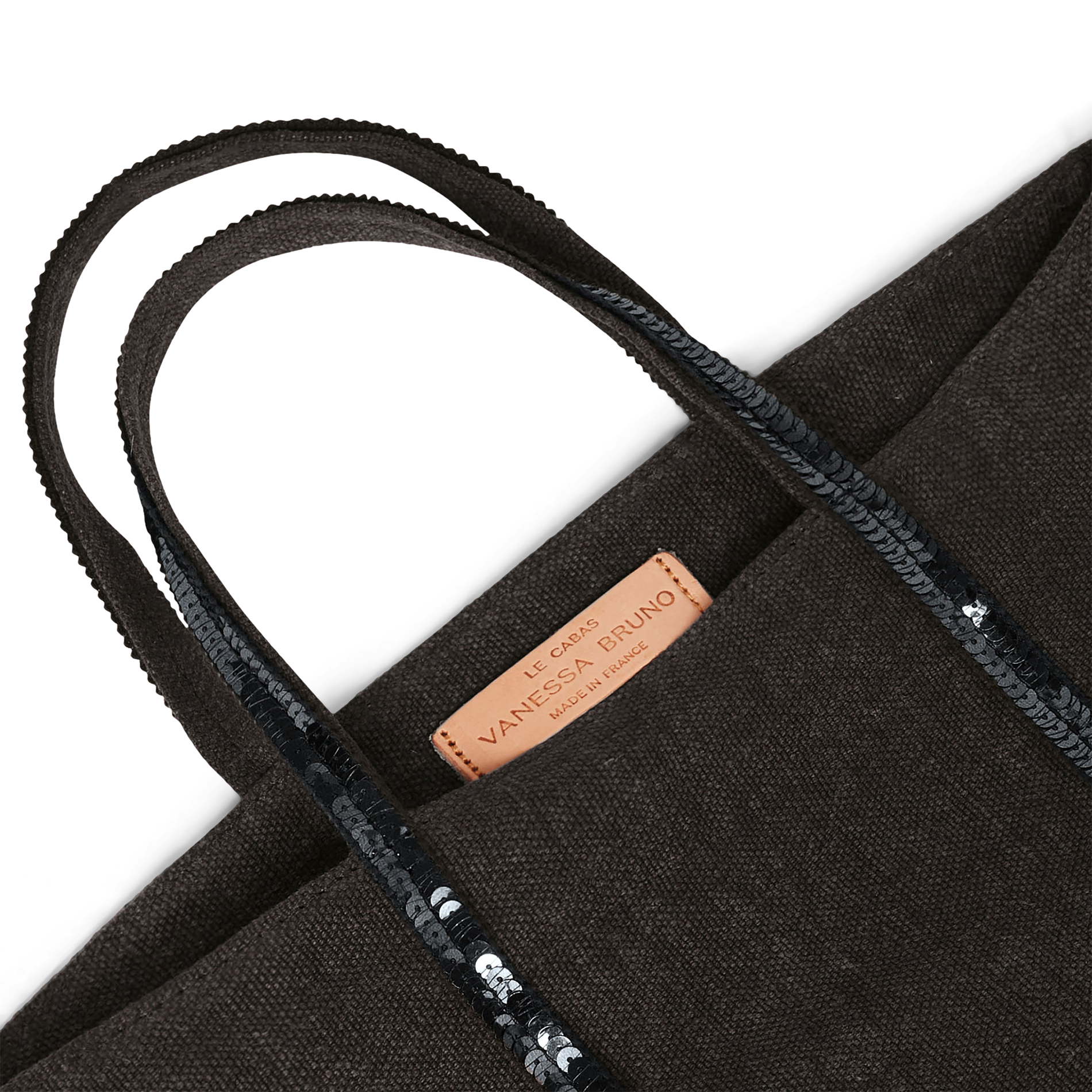 Sac cabas S à sequins en lin| Marron