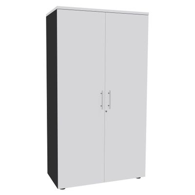 Armoire haute IDRA/DUAL - H180 x L80 x P47 - 2 portes - Corps anthracite - Portes et dessus blanc perle